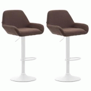 CLP Lot de 2 tabourets de bar Braga en tissu Marron/Blanc - marron textile 316072 CLP Lot de 2 tabourets de bar Braga en tissu Marron/Blanc - marron textile 316072