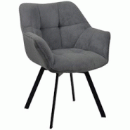 Décoshop26 - Chaise de salle à manger assise pivotante confortable en velours côtelé gris foncé et métal noir 10_0002039 - gris 3000250802628 Décoshop26 - Chaise de salle à manger assise pivotante confortable en velours côtelé gris foncé et métal noir 10_0002039 - gris 3000250802628