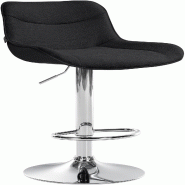 Décoshop26 - Tabouret de bar x1 pivotant forme ergonomique surpiqûres décoratives en tissu noir cadre en métal chromé 10_0005914 - noir métal 30