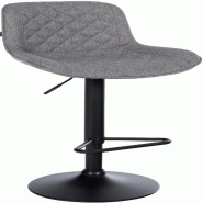 Décoshop26 - Tabouret de bar x1 repose-pieds hauteur réglable en tissu gris foncé coutures losange cadre métal noir 10_0005803 - gris métal 30002