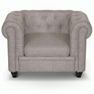 FAUTEUIL DESIGN LIN CHESTERFIELD 110CM BEIGE - PARIS PRIX FAUTEUIL DESIGN LIN CHESTERFIELD 110CM BEIGE - PARIS PRIX