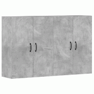 Helloshop26 - Lot de 2 armoires murales décoratives rangement pratique 69,5 x 34 x 90 cm en bois d'ingénierie gris béton 02_0055391 - gris métal 3