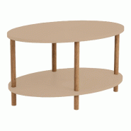 Helloshop26 - Table basse console d'appoint ovale 43 x 70 x 44 cm cappuccino naturel 03_0010826 - 3000225429997