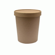 Nvase Ecolomique - 25 Pcs - Pot carton brun chaud et froid avec couvercle carton 560 ml Diam: 9,7 cm 9,7 x 8 x 11,8 cm - ECO210SOUPCOK25 - marron en c