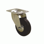 Roulette pivotante sur platine manutal noir charges légères port roll, diamètre 50 mm, charge 50 kg