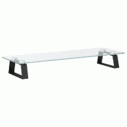 Support de moniteur table meuble bureau 60 x 20 x 8 cm verre trempé et métal noir 02_0044897 - noir verre 3000220460711