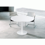 Table de réunion ronde Idea, pied central - Quadrifoglio. - Blanc 9010, 100, Wenge_0