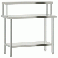 Table de travail de cuisine avec étagère 110x55x120 cm inox - 3208899