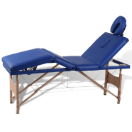 Table pliable de massage bleu 4 zones avec cadre en bois 02_0001884