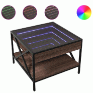 VidaXL Table basse avec LED Infinity chêne marron 50x50x38 cm Modèle Atlas Loft - 847701