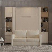 COMPOSITION ARMOIRE LIT ESCAMOTABLE FIDJI SOFA COUCHAGE 140*200 COLONNES DE RANGEMENTS INTÉGRÉES