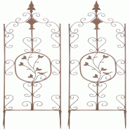 Décoshop26 - Lot de 2 treillis de jardin support pour plantes grimpantes 122x35 cm en métal marron vielli 10_0003825 - métal 3000251792003