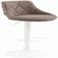 Décoshop26 - Tabouret de bar x1 pivotant hauteur réglable en tissu taupe surpiqûres décoratives cadre en métal blanc 10_0005705 - blanc métal 30