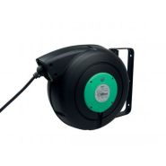Enrouleur électrique à rappel automatique à ressort P812 - 20m - câble H05VV-F 4G2,5 mm² - carter noir/vert - usage horizontal et vertical Enrouleur électrique à rappel automatique à ressort P812 - 20m - câble H05VV-F 4G2,5 mm² - carter noir/vert - usage horizontal et vertical