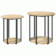 Ensemble de tables d'appoint avec étagère 2 pcs Marron Modèle Aero Riviera - 869715