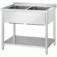 Évier Gredil avec fond 1000x700x850 mm, deux bacs, avec rebord, à monter soi-même - DST10776A