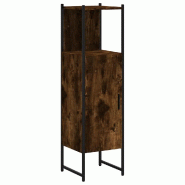Helloshop26 - Armoire de salle de bain en bois chêne fumé 33 x 33 x 120 cm design peu encombrant espace de rangement en bois chêne 02_0049462 - Boi