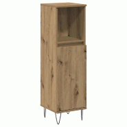 Helloshop26 - Armoire de salle de bain industrielle fonctionnelle 30 x 30 x 100 cm avec rangement flexible en bois chêne artisanal 02_0051089 - Bois