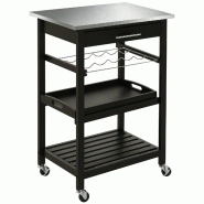Helloshop26 - Desserte de cuisine roulante 60 x 40 x 85 cm rangements multiples roulettes freins style épuré contemporain en bois 21_0000993 - noir Helloshop26 - Desserte de cuisine roulante 60 x 40 x 85 cm rangements multiples roulettes freins style épuré contemporain en bois 21_0000993 - noir