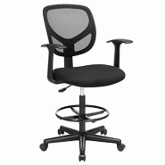 Helloshop26 - Fauteuil de bureau siège ergonomique tabouret avec repose-pieds réglable en hauteur pivotant sur 360° pour bureau 12_0001371 - Bois m