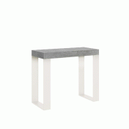 Itamoby Console Extensible 90X40/300 Cm Tecno Cemento Avec Cadre Blanc - marron VE090COTEC010-CM-BN
