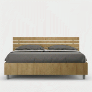 Itamoby Lit coffre 160x190 avec tête de lit inclinée à lattes en chêne Ankel - marron VELETANKELIQN-CT