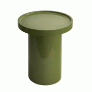 Oviala Business Table basse ronde 40 cm en MDF effet laqué vert olive - vert Bois manufacturé 114314