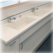 Paillasse de laboratoire en résine de synthèse adaptée aux hôpitaux, cliniques, Ehpad, maisons de retraite et cabinets médicaux