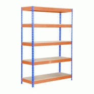 PROREGAL Étagère pour charges lourdes WOOD YETI LIGHT FIVE | HxLxP 200x100x60cm | Charge du compartiment 300kg | Bleu-orange - bleu métal PR_RS31-06 PROREGAL Étagère pour charges lourdes WOOD YETI LIGHT FIVE | HxLxP 200x100x60cm | Charge du compartiment 300kg | Bleu-orange - bleu métal PR_RS31-06