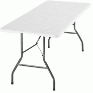 TecTake GmbH tectake table camping pliable robuste acier thermolaque blanc 180x70x74 cm stable pratique extérieur - blanc multi-matériau 406622