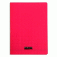 Calligraphe Lot de 10 Cahier Ligne 8000 A4, 48p./24 feuilles 90 g/m² piquées, couv. PP rouge, Séyès - 3210330180236