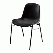 Chaise Béta noir - empilable, piétement en acier époxy, monocoque en polypropylène