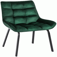 Décoshop26 - Chaise de salle à manger x1 en velours vert généreusement rembourrée piètement en métal noir 10_0007598 - noir métal 3000266200517