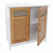 Décoshop26 - Meuble vasque meuble de salle de bain avec portes et étagère 60x60x30cm blanc et bambou 04_0001487 - blanc 3000583132690 Décoshop26 - Meuble vasque meuble de salle de bain avec portes et étagère 60x60x30cm blanc et bambou 04_0001487 - blanc 3000583132690