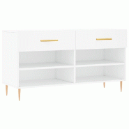 Helloshop26 - Banc à chaussures bottes commode étagère meuble entrée rangement 102 x 35 x 55 cm bois d'ingénierie blanc 02_0022876 - blanc Bois m
