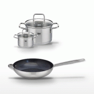 Lot Poêle céramique 32 cm & 2 Faitouts 12/20 cm Elo Profi Therm Platinum - gris inox 3176239952087