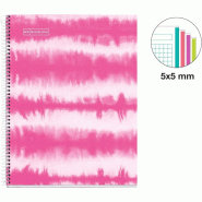 MIQUELRIUS Cahier Design A4, 120p./60 feuilles 90 g/m², reliure intégrale, couverture laminée coloris rose néon, quadrillé 5x5 - 8422593447420