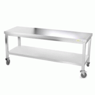 Table de travail en inox soubassement 1800 x 600 mm sur roulettes PREMIUM / GOLDINOX - inox 3701770801053 Table de travail en inox soubassement 1800 x 600 mm sur roulettes PREMIUM / GOLDINOX - inox 3701770801053