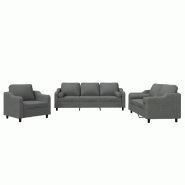 VidaXL Ensemble de canapés 3 pcs coussins gris foncé tissu Modèle Helios Classique - 3201787