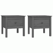 VidaXL Tables d'appoint 2 pcs Gris 50x50x49 cm Bois massif de pin Modèle Patio Rho Plus - 813799