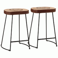 VidaXL Tabourets De Bar Lot De 2 Marron Foncé 41x29x62 Cm - 358926