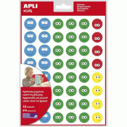 Apli Lot de 5 Pochette de 576 gommettes sourires 2, en feuilles, coloris assortis (4) - 8410782148111