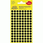 Avery Zweckform Etui de 416 pastilles adhésives, diamètre 8 mm, coloris noir (4 feuilles / cdt) - 3009