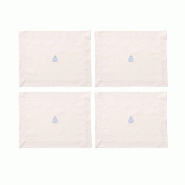 Benetton - Lot de 4 Sets de Table 45x35cm 180GSM en Coton Crème et Bleu - bleu BE731