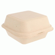 Boîte burger bagasse naturelle à couvercle attenant 450cc 15,2x15x8,4 - par 50