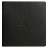 Carnet souple Rhodiarama noir A5, 64p./32 feuilles ivoire 90 g/m² piquées, ligné - noir 116402C