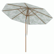 COSTWAY Parasol terrasse 270cm inclinable 30° double côté, poteau et 8 baleines hêtre, dessus ventilé, système poulie pour patio - vert polyeste