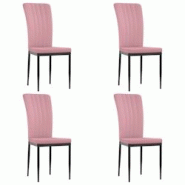 Décoshop26 - Set de 4 chaises de salle à manger en tissu velours rose rembourré de mousse cadre en fer DEC025651 - 3000255368693 Décoshop26 - Set de 4 chaises de salle à manger en tissu velours rose rembourré de mousse cadre en fer DEC025651 - 3000255368693