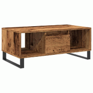 Décoshop26 - Table basse avec tiroir et compartiment ouvert 90 x 50 x 36,5 cm bois d'ingénierie marron et métal DEC040212 - marron métal 3000264807305