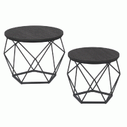 Helloshop26 - Lot de 2 tables d'appoint 50 x 40 cm panneaux d'aggloméré acier noir 12_0006249 - noir acier 3000223468905